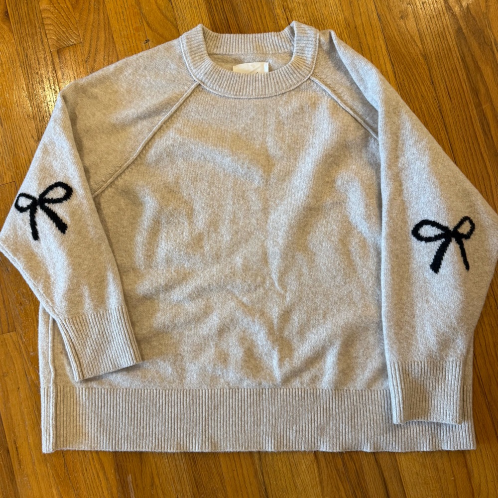 aerie bow elbows Cozy Knit Crewneck Sweatshirt sweater XL